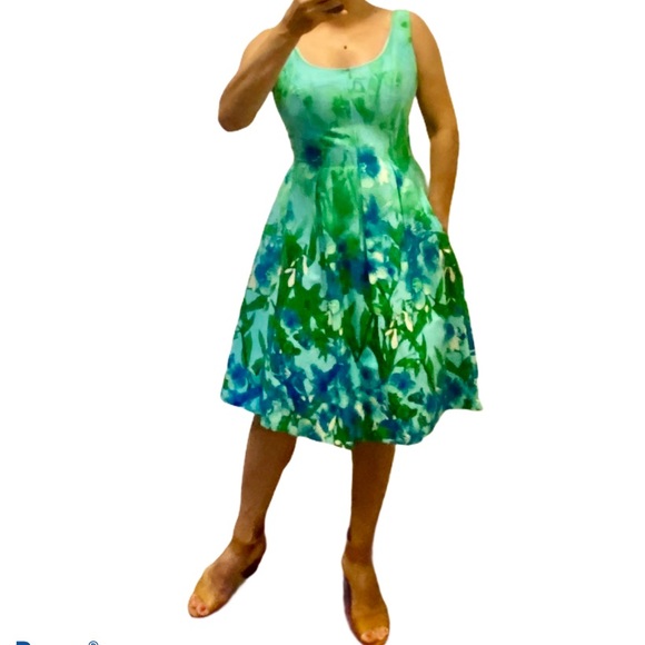 Nine West Floral A-line Sleeveles Dress Size 4 - Picture 8 of 16